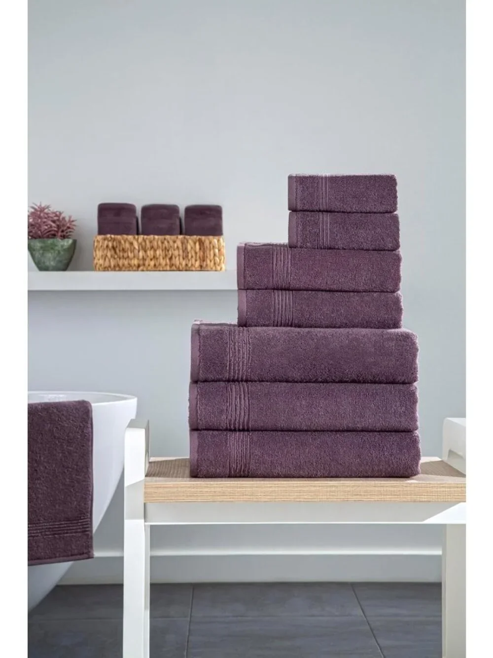 Luxurious 6-Piece Cotton Bath Towel Set - 2 Bath, 2 Hand, 2 Washcloths, Orchid